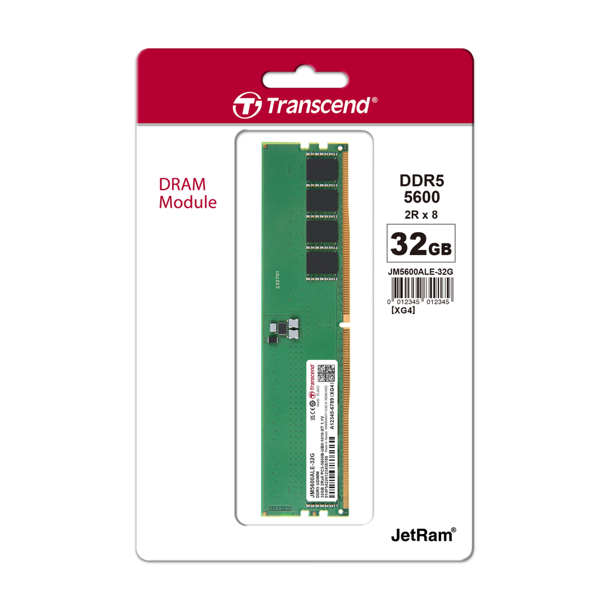 Transcend 32GB (1x32GB) 5600MHz U-DIMM | 32GB DDR5 Desktop Ram
