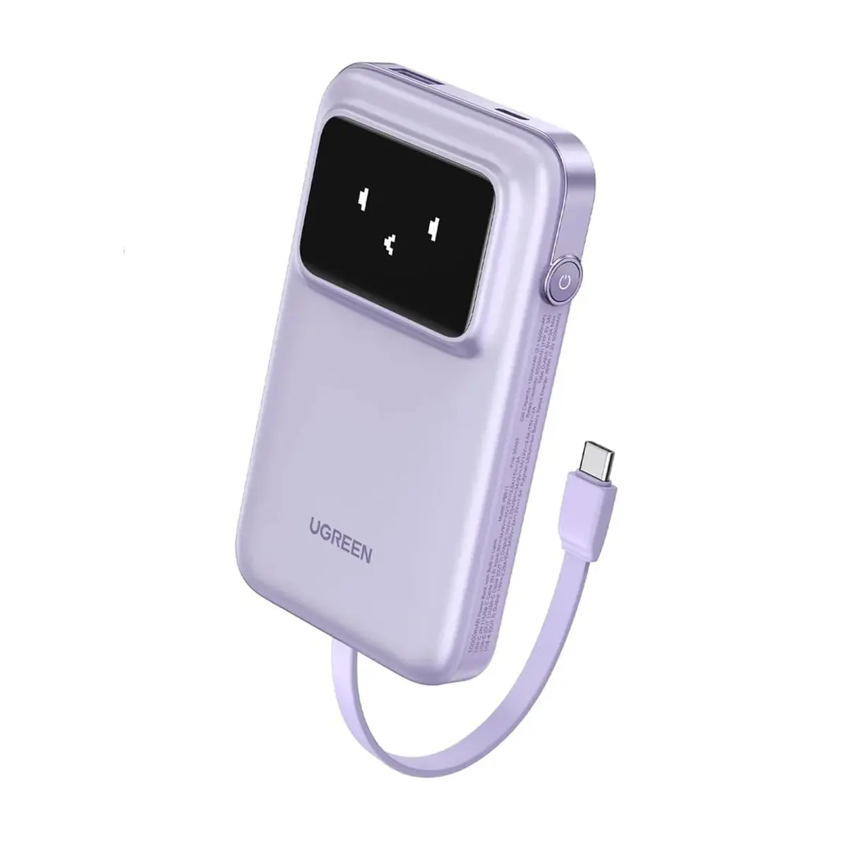 Ugreen 10000mAh 30W Built-in Cable Power Bank, Purple
