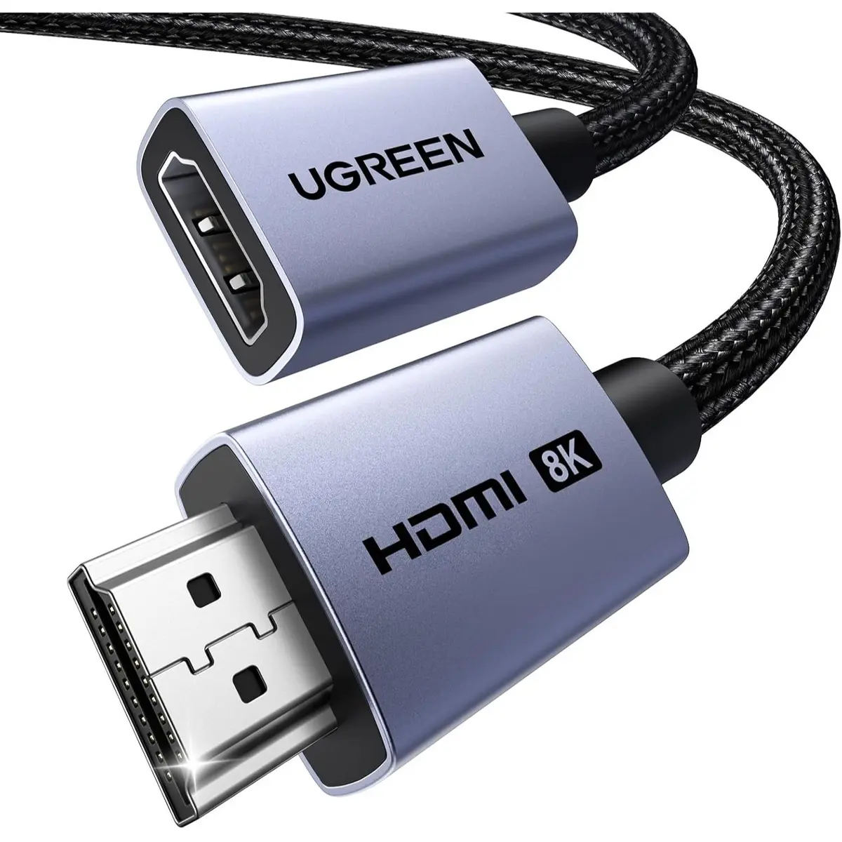 Ugreen 8K@60Hz HDMI 2.1 Extension Cable Male to Female Adapter 4K@240Hz Ultra High Speed 48Gbps, HDR, Dolby Vision VRR & eARC (2M)