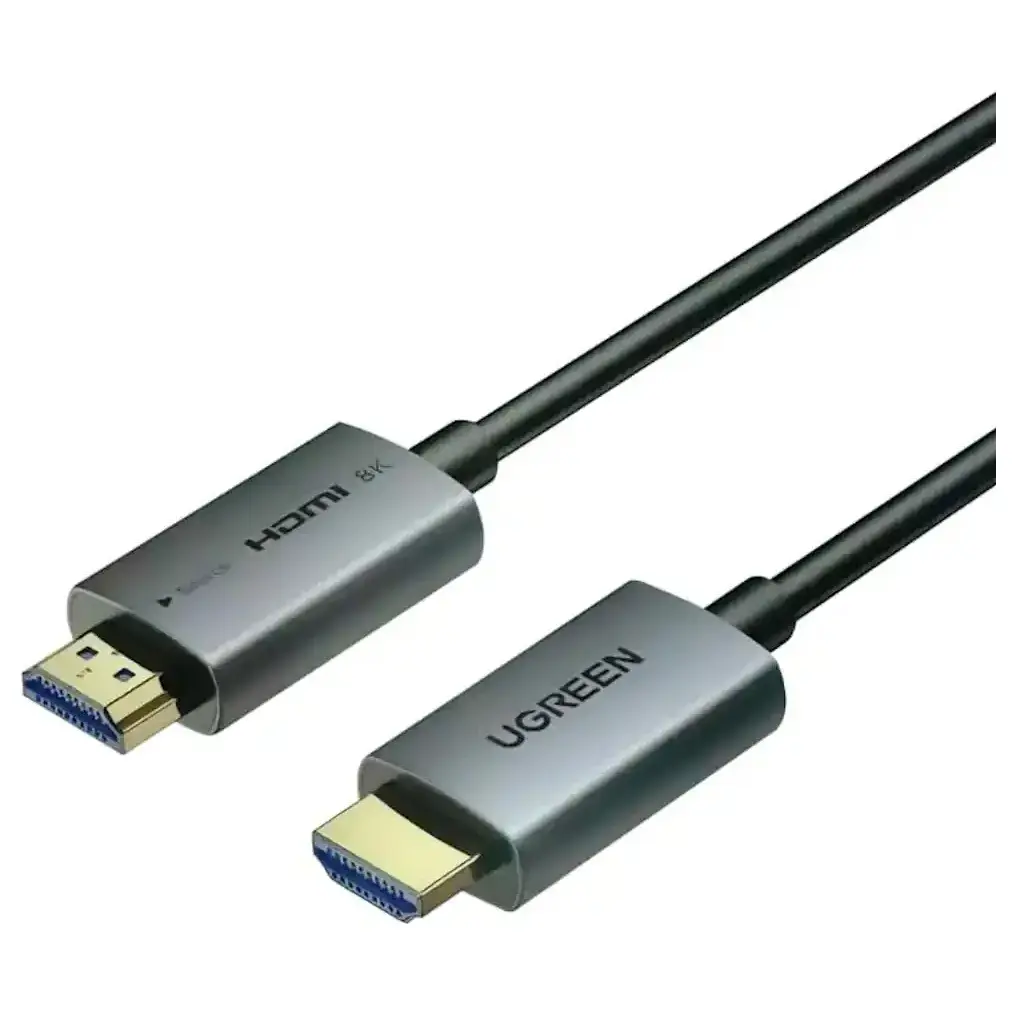 Ugreen Fiber Optic 8K HDMI Cable, 48Gbps Ultra High Speed, 8K@60Hz, HDR10 and HDR10+ and Dolby Vision, Dolby Atmos, VRR and ALLM, Aluminum Shell (10M)