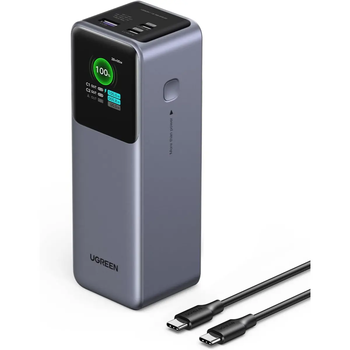 Ugreen Nexode 25000mAh 200W PD 3.1 TFT 3-Port Power Bank - TFT Smart Display, 90Wh, PD 3.1 fast for laptops. Supports MacBook Pro/Air, Dell, iPhone 17