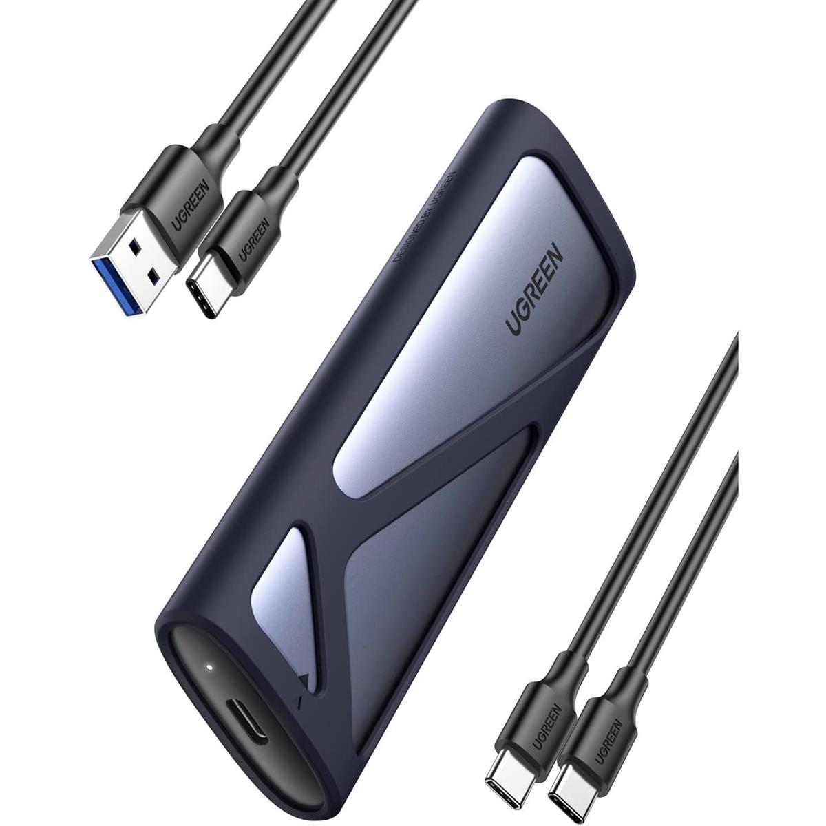 Ugreen NVMe and SATA M.2 Enclosure Tool-Free, 10Gbps USB C 3.2 Gen2, Supports UASP Trim, NVMe SSD Enclosure Supports M and B&M Keys 2280/ 2230/ 2242/ 2260 SSDs