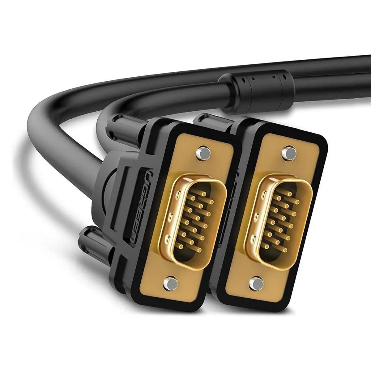 Ugreen VGA Male to Male Cable - Quality Video Transmission, Black VGA Monitor Cable for PC, Projector, HDTV, and More, Durable VGA Cable for Crisp and Reliable Display Connectivity (1.5M)
