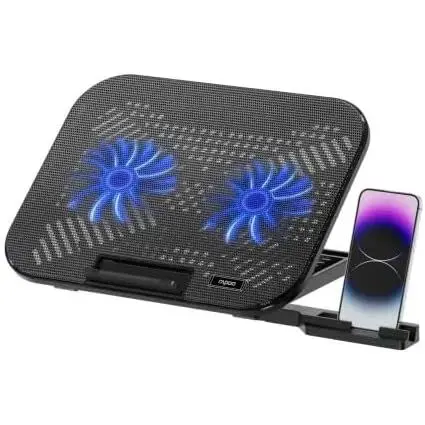 Rapoo CF200 Laptop Cooling Pad, 2 High-Efficiency Cooling Fans, 6 Adjustable Angles, Multi-Functional Versatile, Black