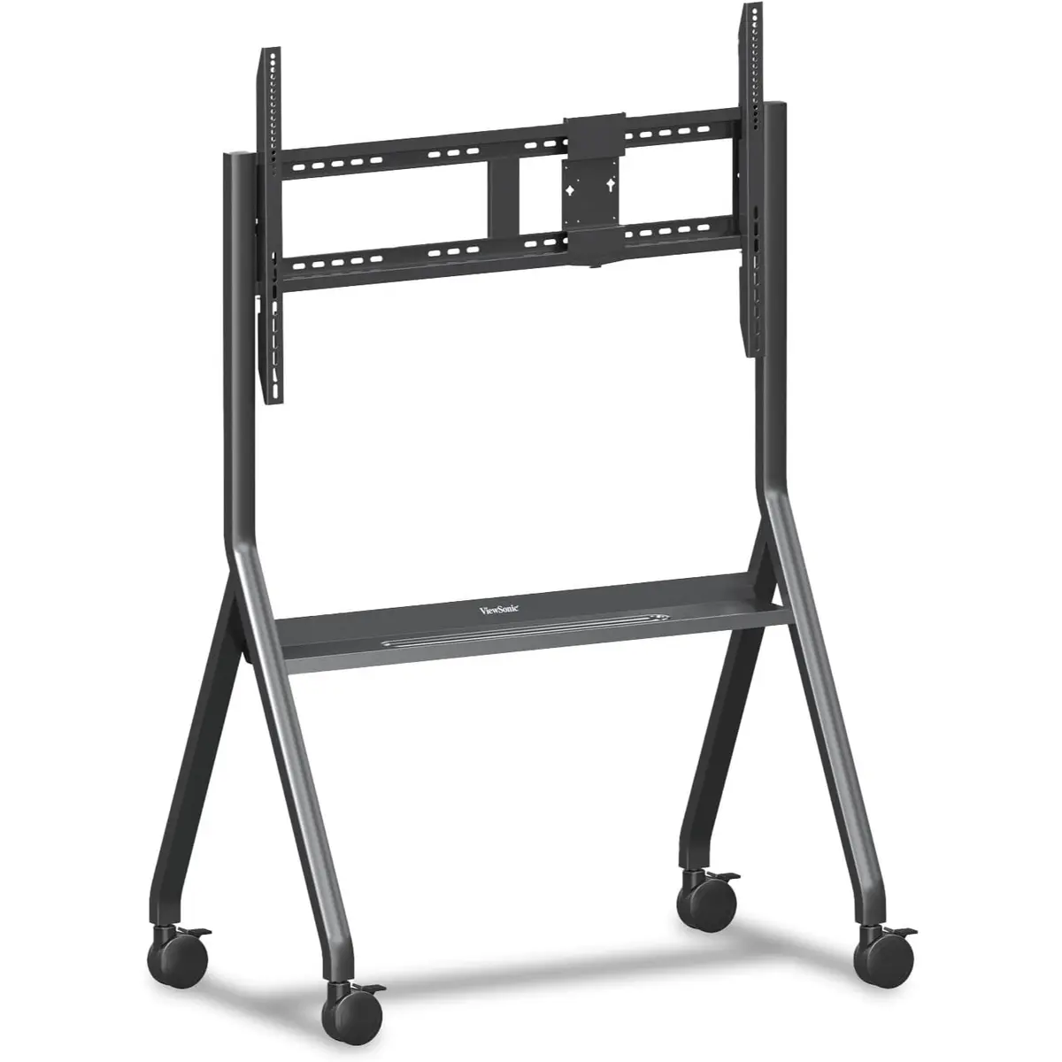 ViewSonic VB-STND-009 Slim Mobile TV Cart for 55 to 86 inch Screens up to 265 lbs, VESA Pattern Compatible for 400x200 to 900x600mm, Storage Tray, and Lockable Wheels