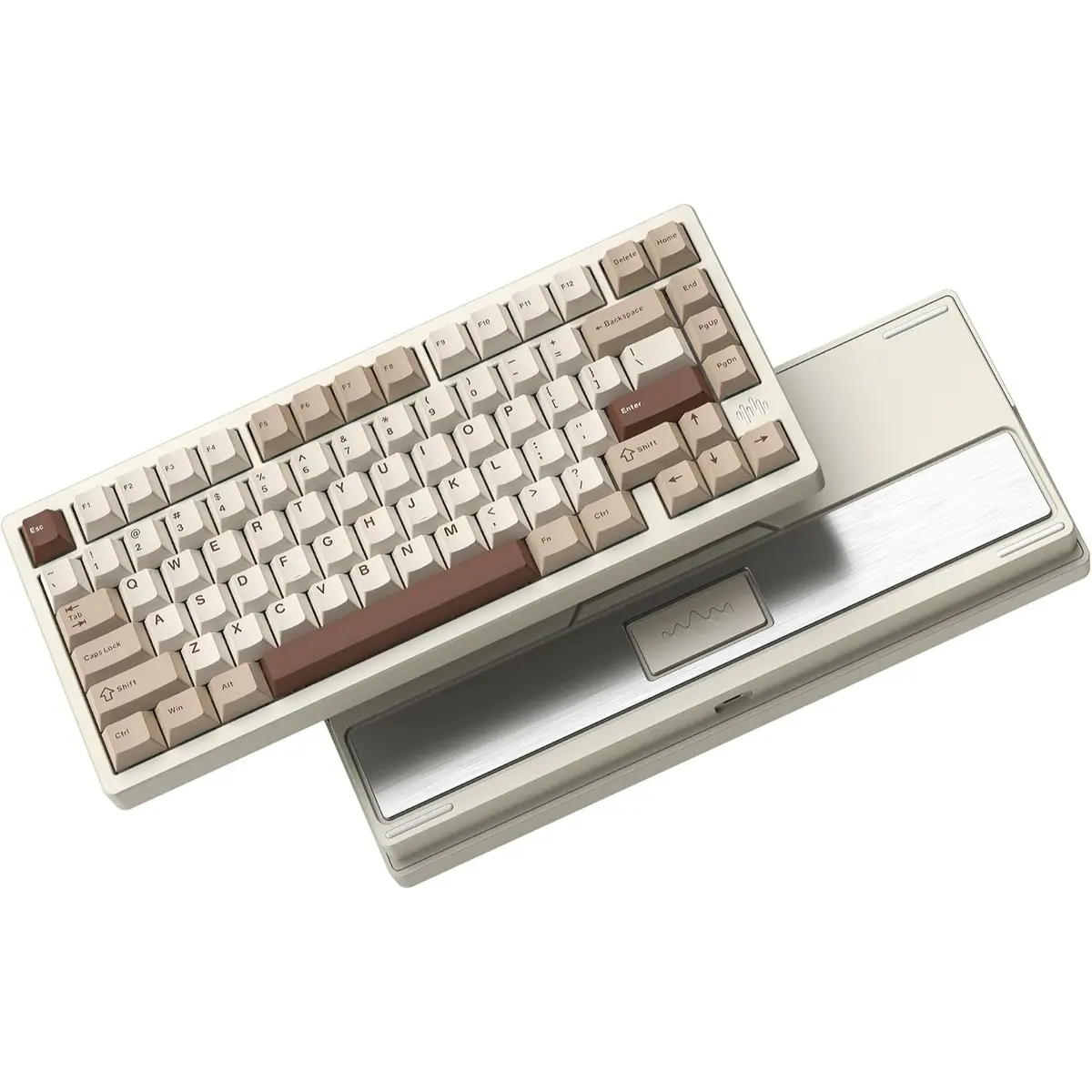 Womier RD75Pro 75% Wireless Gaming Keyboard, Quick Release Aluminum Keyboard - QMK/VIA Tri-Mode Mechanical Creamy Keyboard Custom Hot Swappable with RGB for Windows/Mac/PC - Powder-Coated Beige