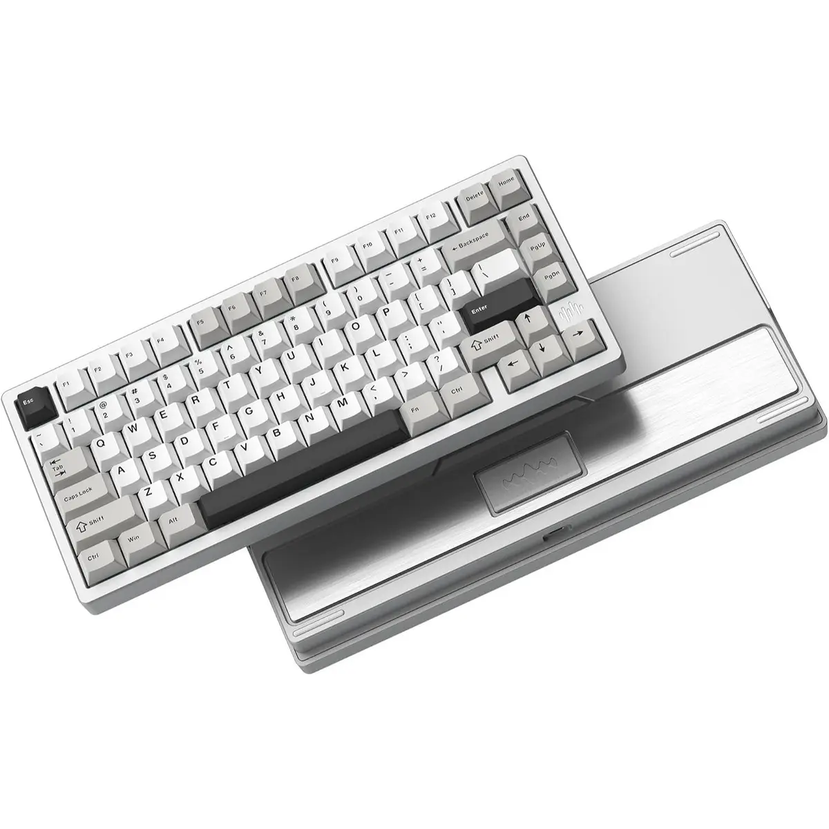 Womier RD75Pro 75% Wireless Gaming Keyboard, Quick Release Aluminum Keyboard - QMK/VIA Tri-Mode Mechanical Creamy Keyboard Custom Hot Swappable with RGB for Windows/Mac/PC - Anodized Silver