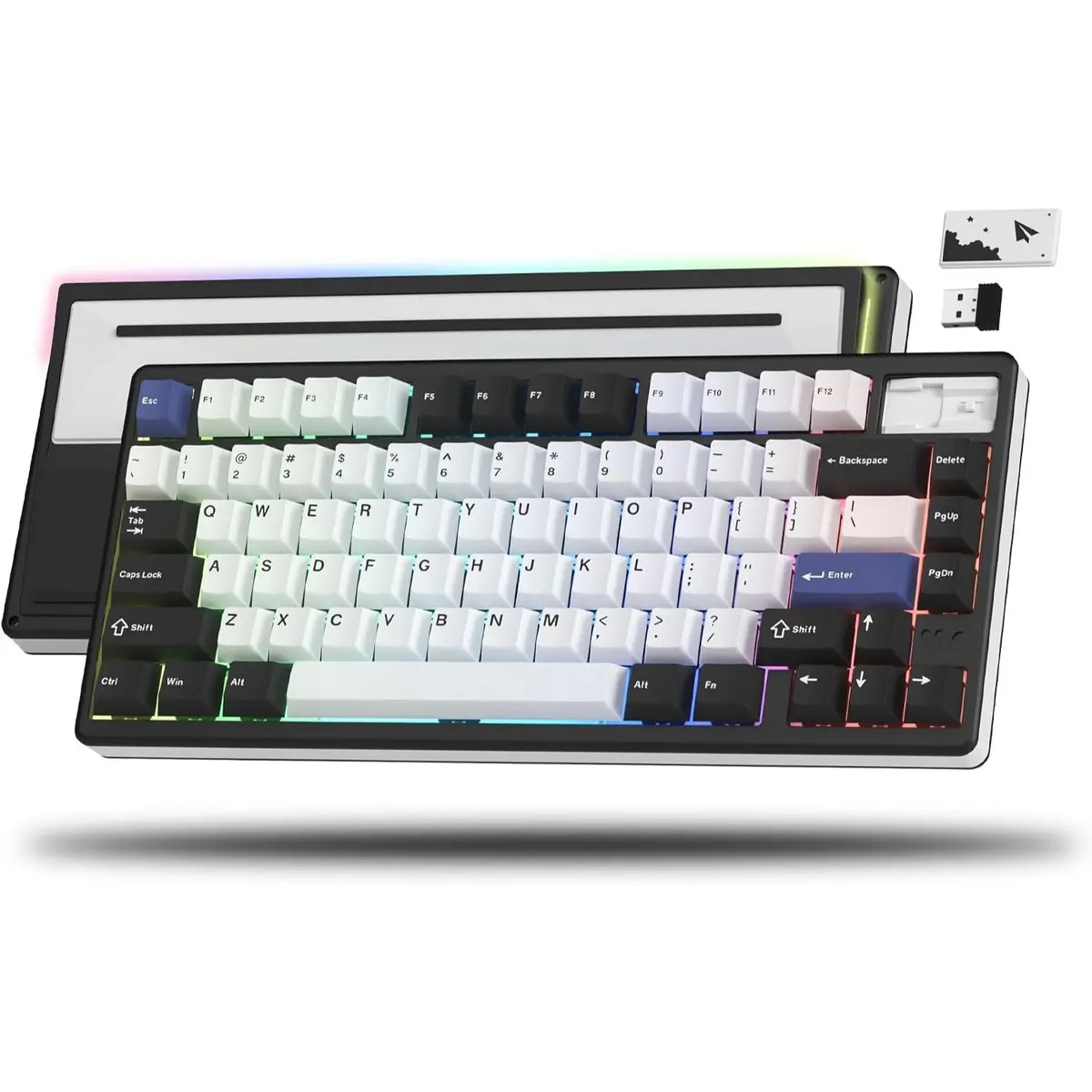 Womier SK71 PRO 75% Wireless Mechanical Keyboard, Creamy Gaming Keyboard, CNC Aluminum with 8000mAh Battery, QMK/VIA Tri-Mode Key Board Custom Hot Swappable RGB Backlit for Windows/Mac/PC (Black)