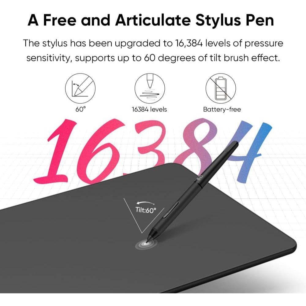 XP-Pen Deco 01 V3 Drawing Tablet: 16384 Levels of Pressure Battery-Free Stylus 10x6 Inch OSU Graphic Tablet, 8 Hotkeys for Digital Art and XPPen P05D Battery-Free Drawing Pen