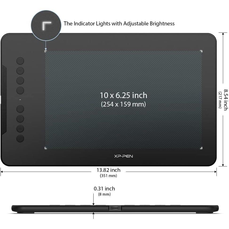 XP-Pen Deco 01 V3 Drawing Tablet: 16384 Levels of Pressure Battery-Free Stylus 10x6 Inch OSU Graphic Tablet, 8 Hotkeys for Digital Art and XPPen P05D Battery-Free Drawing Pen