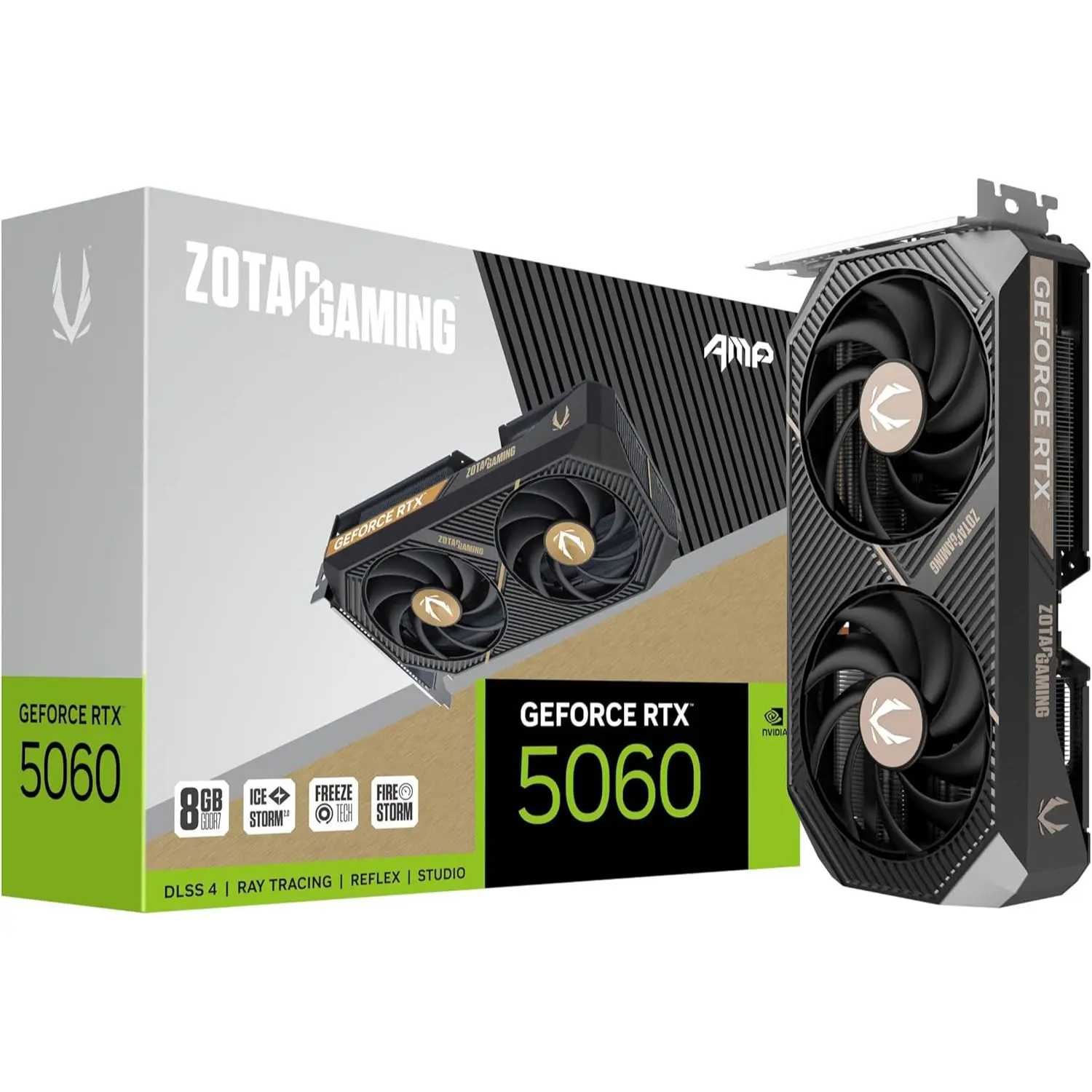 Zotac Gaming GeForce RTX 5060 AMP DLSS 4 8GB GDDR7 128-bit 28 Gbps PCIE 5.0 Gaming Graphics Card, IceStorm 2.0 Cooling