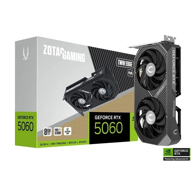 Zotac Gaming GeForce RTX 5060 Twin Edge Plus DLSS 4.5 8GB GDDR7 128-bit 28 Gbps PCIE 5.0 Gaming Graphics Card, SFF-Ready Compact Card