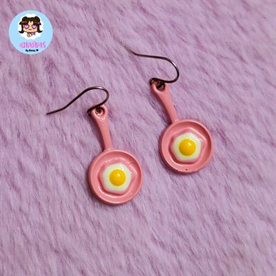 Pink Egg Pan Earrings 