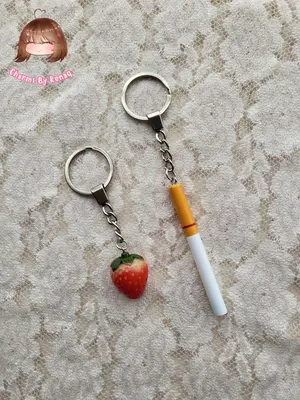 Strawberry and Cigarette Keychains 