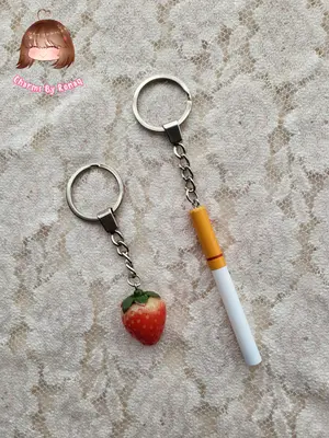 Strawberry and Cigarette Keychains 