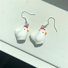 3D Chicken Hen Earrings 