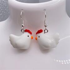 3D Chicken Hen Earrings 