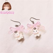 Pink Bow Bunny Earrings 