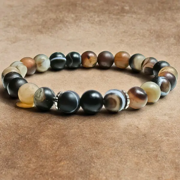 Brown Frosted Agate Bracelet - Women