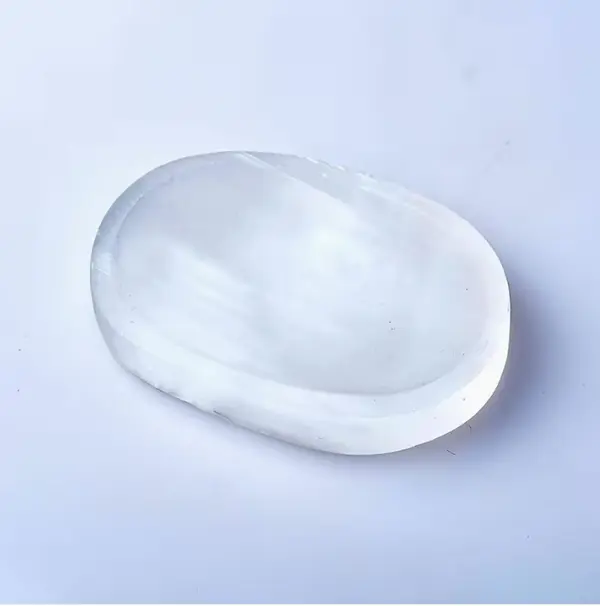 Selenite Charging Plate Carved - Oval Shape