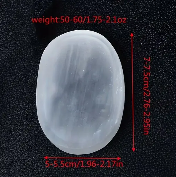 Selenite Charging Plate Carved - Oval Shape