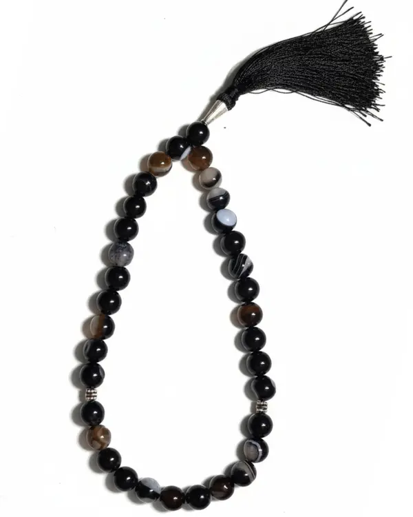Natural Suleimani Black Aqeeq - 33 Beads Tasbeeh (10mm)
