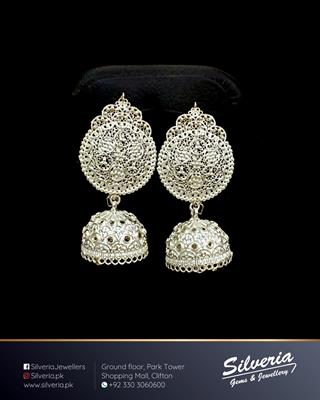 Jhumkis in 925 Sterling Silver with Filligiri workmanship