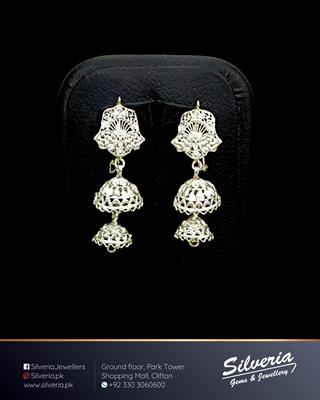 Jhumkis in 925 Sterling Silver with Filligiri workmanship