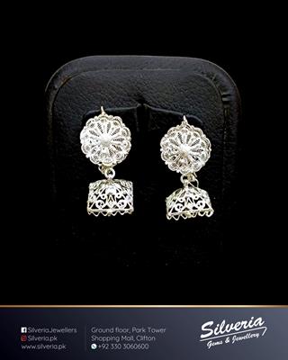 Jhumkis in 925 Sterling Silver with Filligiri workmanship