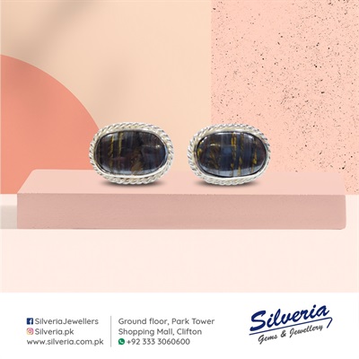 Fine handcrafted cufflinks with natural Jasper stones in 925 Sterling Silver