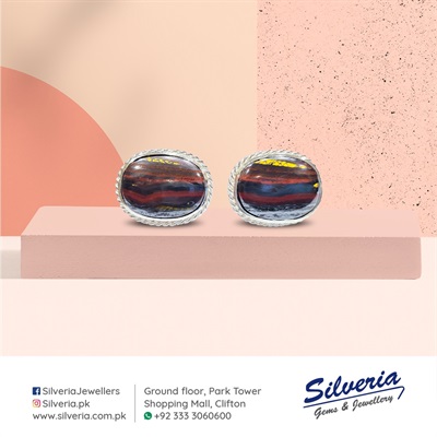 Fine handcrafted cufflinks with natural Jasper stones in 925 Sterling Silver
