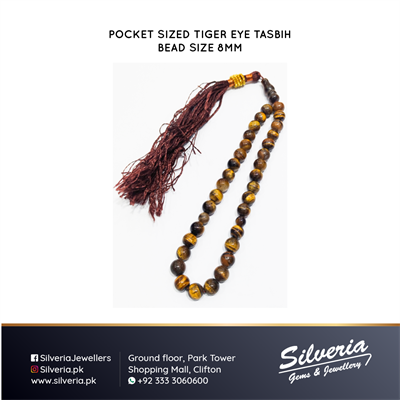 Pocket sized Tiger eye Tasbih   Bead size 8mm