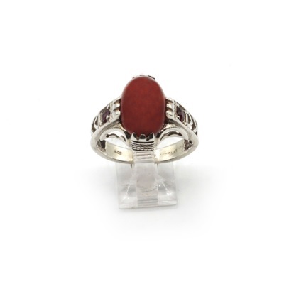 Brown Aqeeq Silver Ring