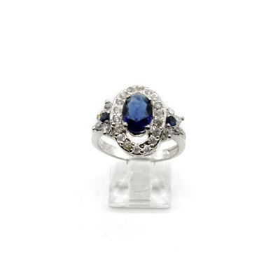 Beautiful Blue Zircon Covered By White Zircon Ring