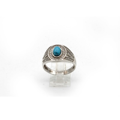 Turquoise Stone Silver Ring For Gents