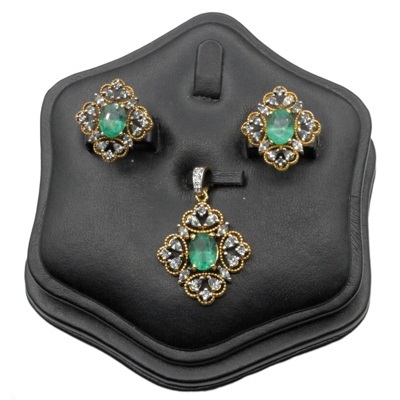 Gold Plated Green Zircon Silver Pendant Set
