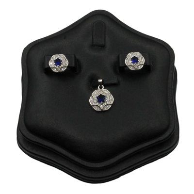 Centered Blue Zircon Silver Pendant Set