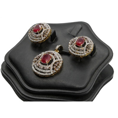 Two Tone Gold Plated Pendant Set in 925 Sterling Silver