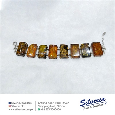Genuine Amber bracelet in 925 Sterling Silver