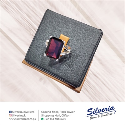 Big sized Natural Garnet stone ring in 925 Sterling Silver