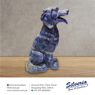 Dog carved out of Natural Lapiz Lazuli stone