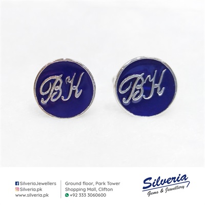 Personalized cufflinks in initials with Meena workmanship in 925 Sterling Silver