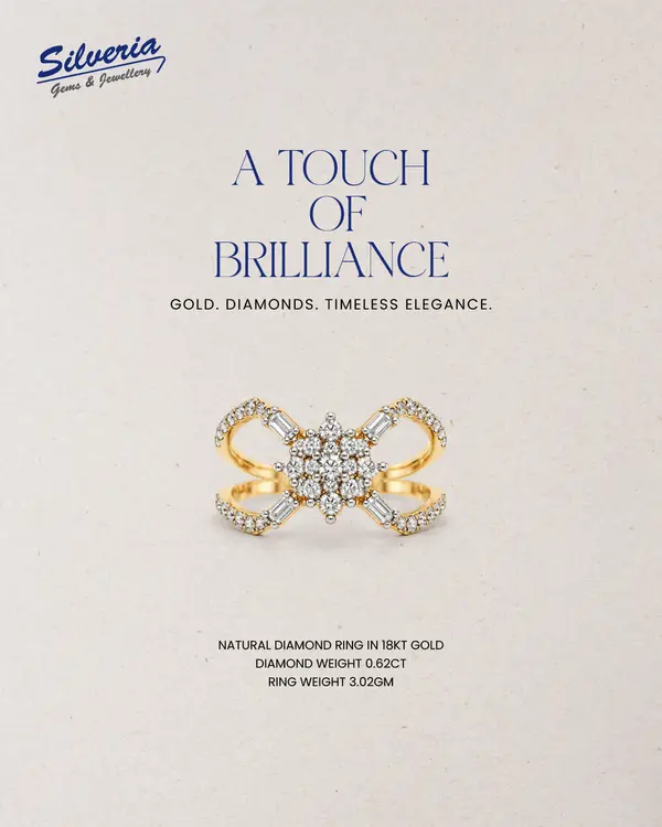 Natural Diamond ring in 18kt Gold