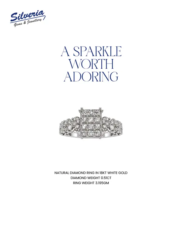 Natural Diamond ring in 18kt White Gold