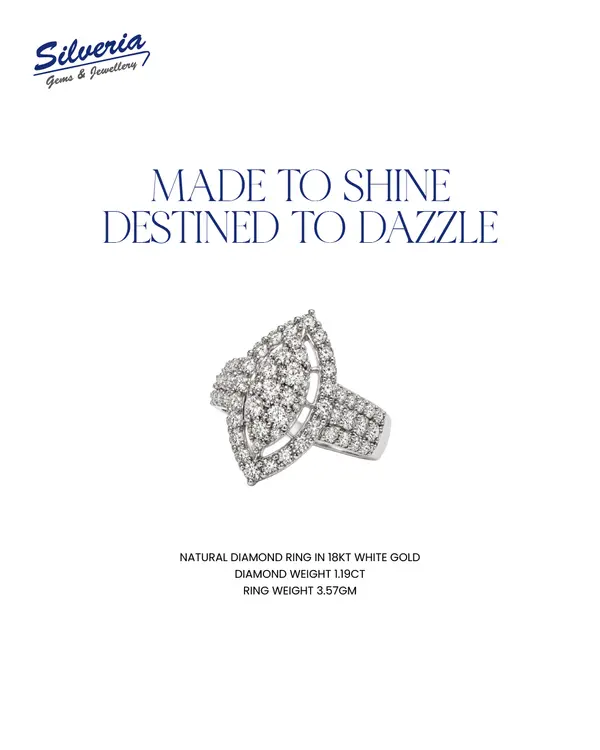 Natural Diamond ring in 18kt White Gold