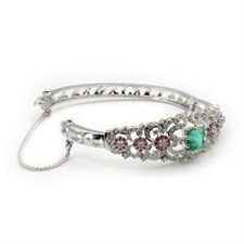 Beautiful Green And Pink Zircon Bracelet In 925 Sterling Silver