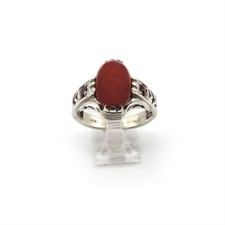 Brown Aqeeq Silver Ring