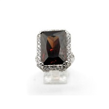 Big Sized Brown Zircon Ring In 925 Sterling Silver