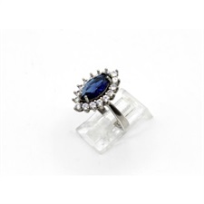 Marquise Shaped Blue Zircon Ring