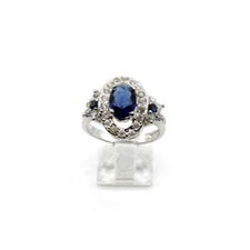 Beautiful Blue Zircon Covered By White Zircon Ring